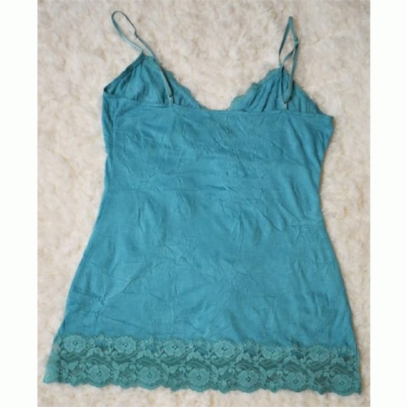 Arden B teal aqua cami tank top spaghetti strap lace detail XS/S - Picture 2 of 5